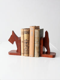 vintage carved wood dog bookends