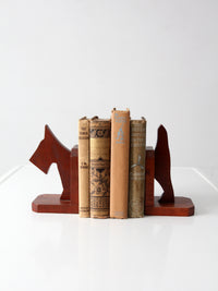 vintage carved wood dog bookends