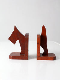 vintage carved wood dog bookends