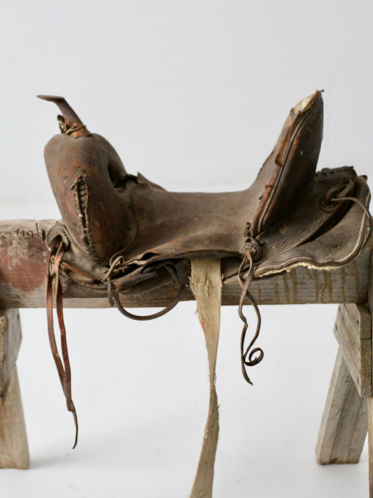 old western leather saddle decorative ranch decor