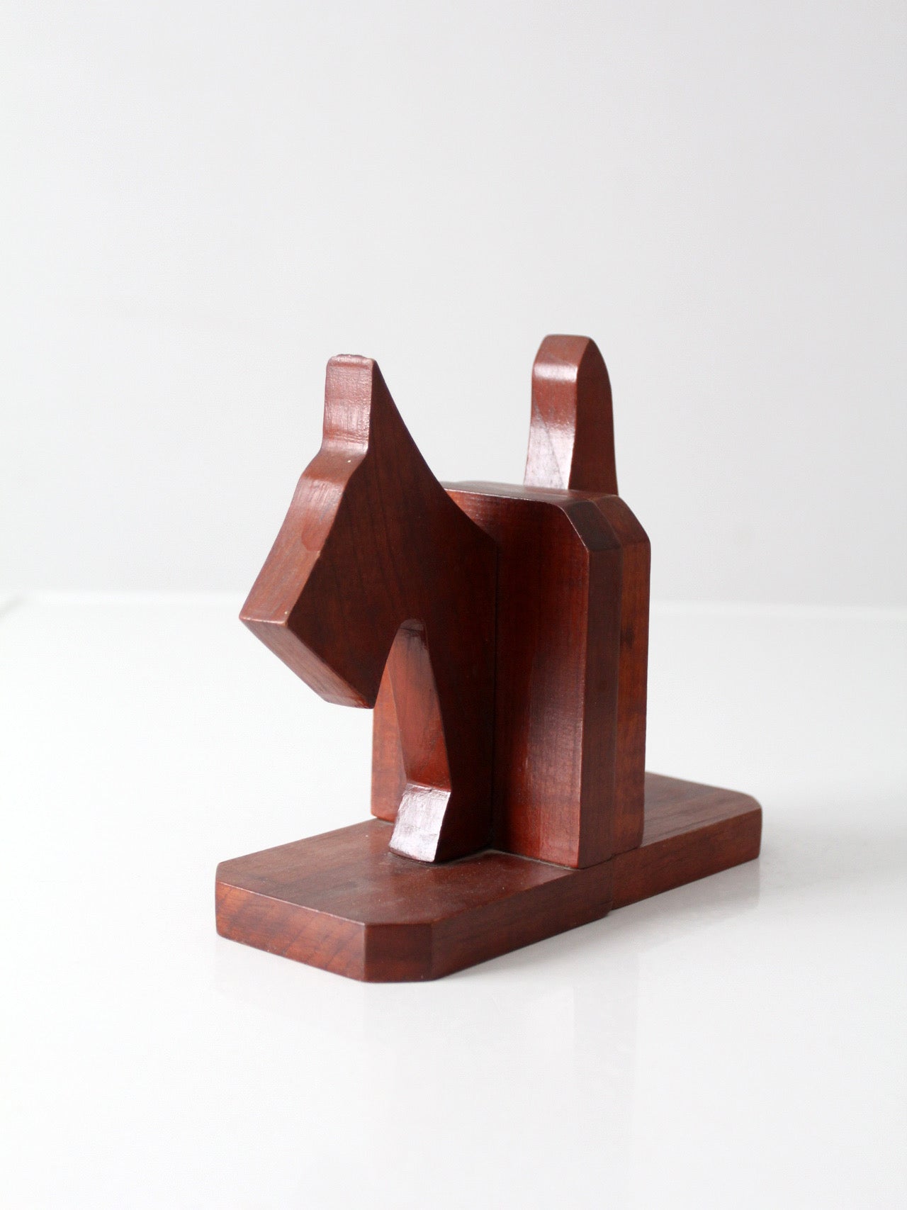 vintage carved wood dog bookends