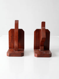 vintage carved wood dog bookends