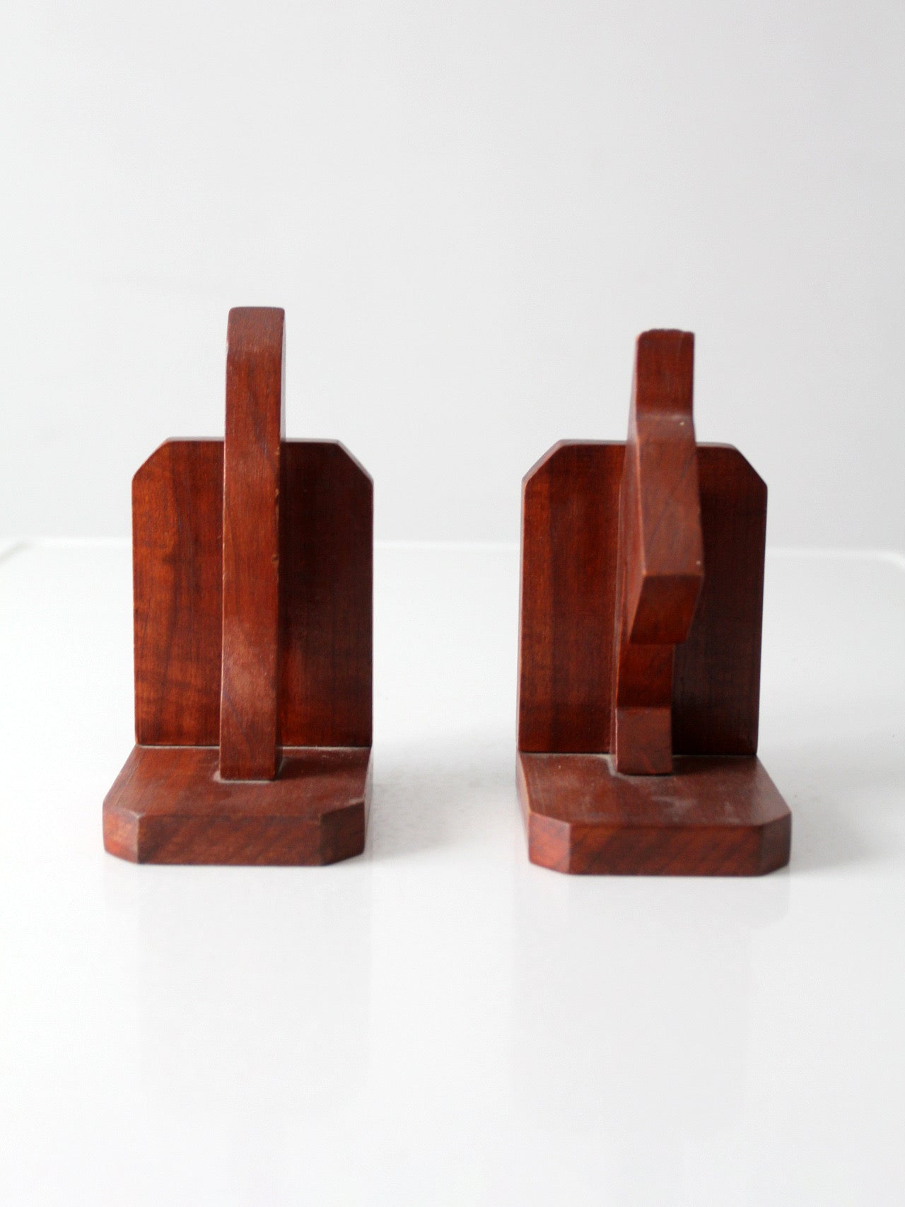 vintage carved wood dog bookends