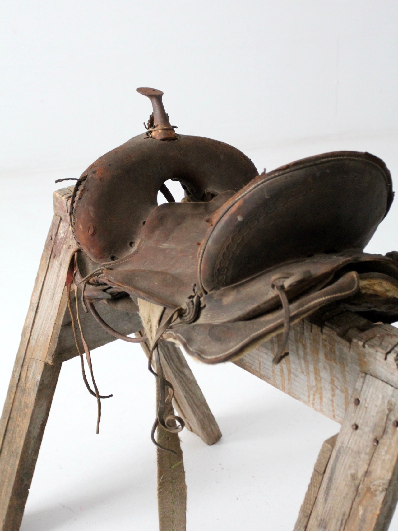 old western leather saddle decorative ranch decor