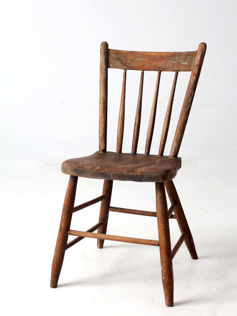 antique primitive farmhouse chair with plank seat