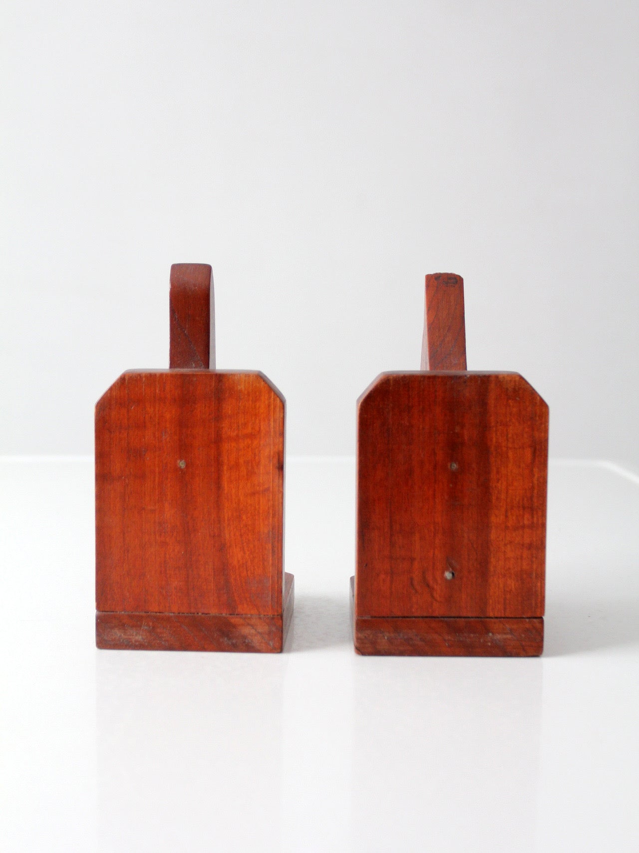 vintage carved wood dog bookends