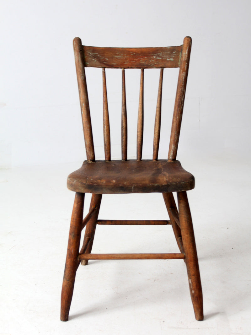 antique primitive farmhouse chair with plank seat