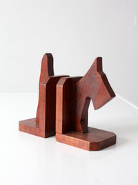 vintage carved wood dog bookends