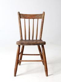 antique primitive farmhouse chair with plank seat