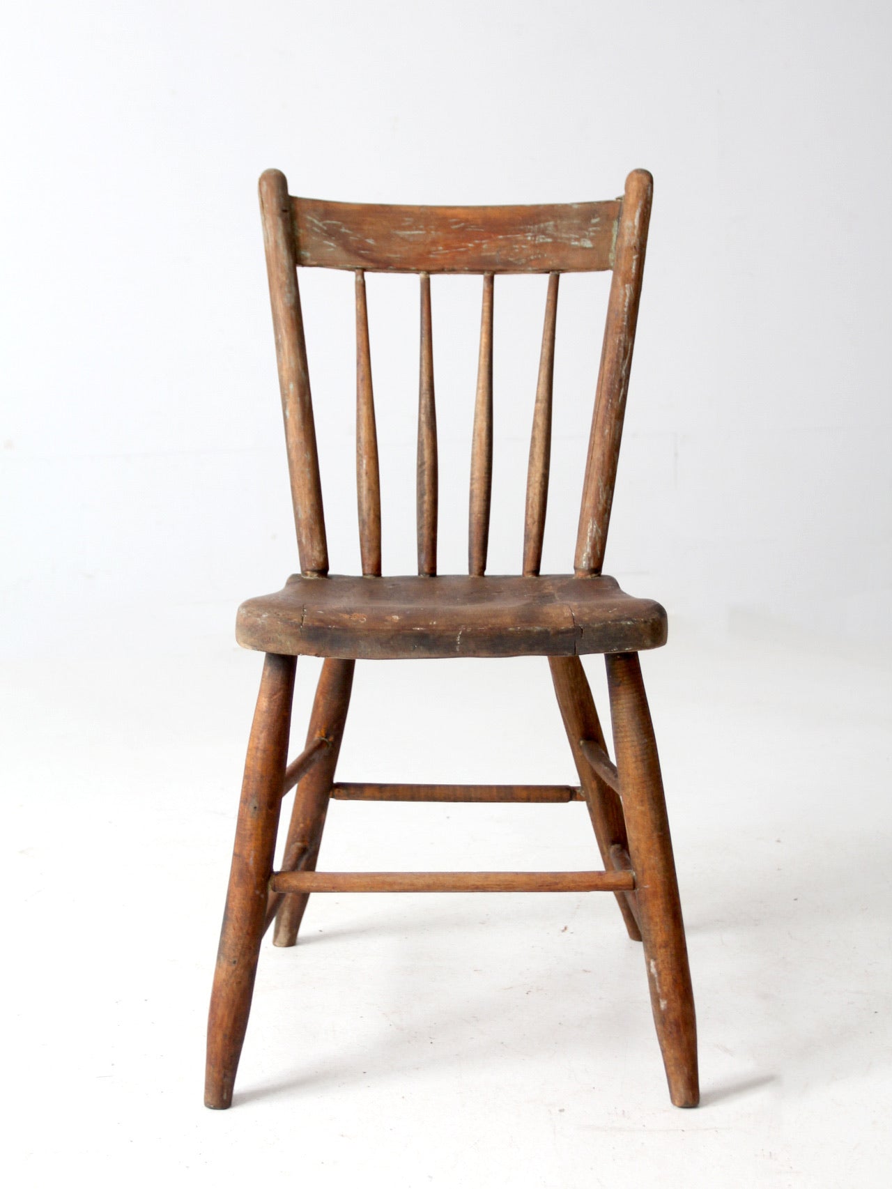 antique primitive farmhouse chair with plank seat