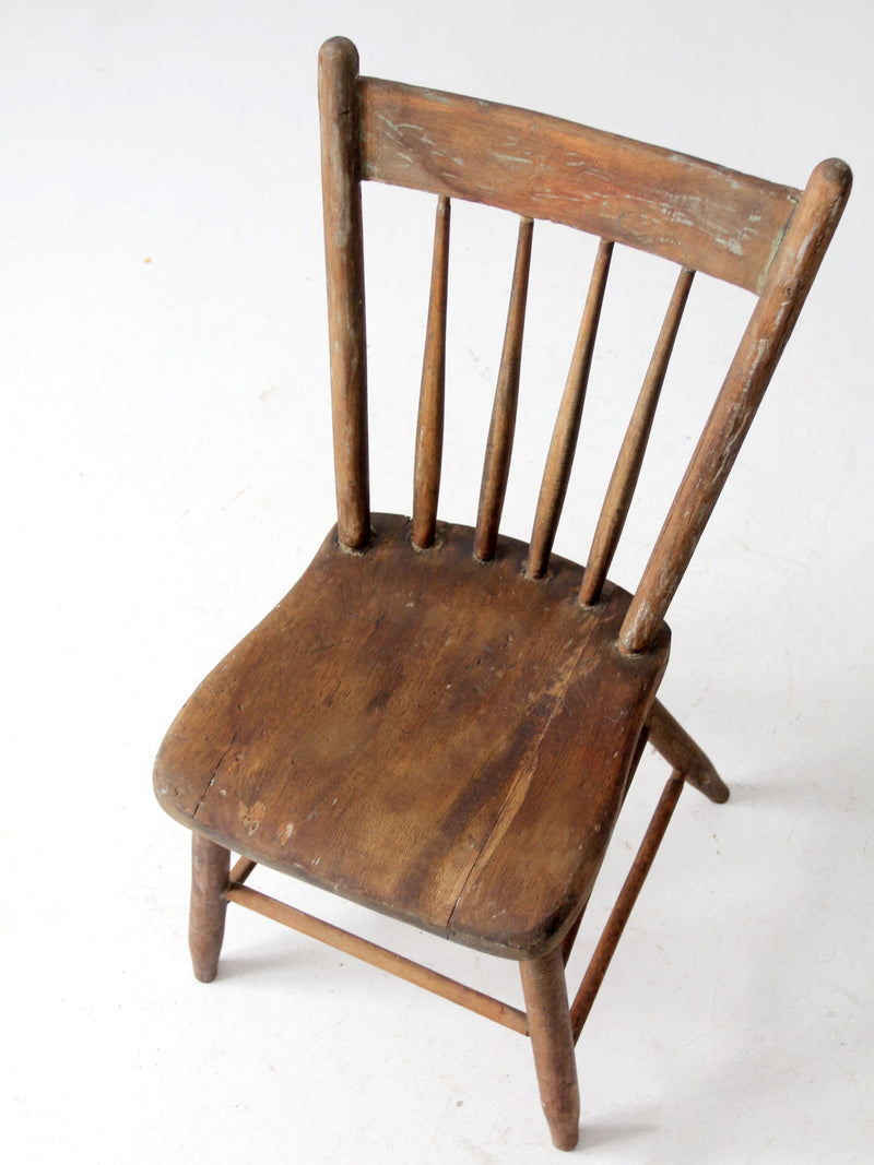 antique primitive farmhouse chair with plank seat