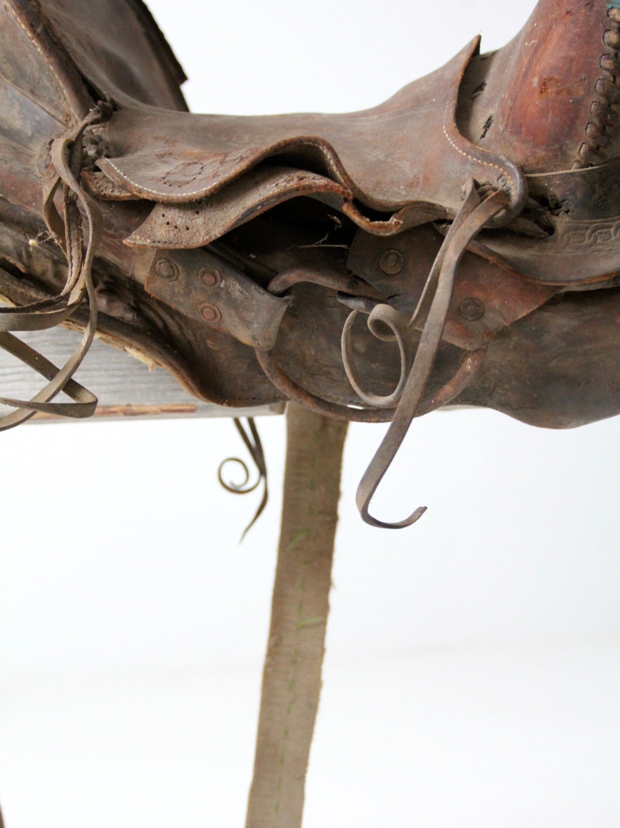 old western leather saddle decorative ranch decor