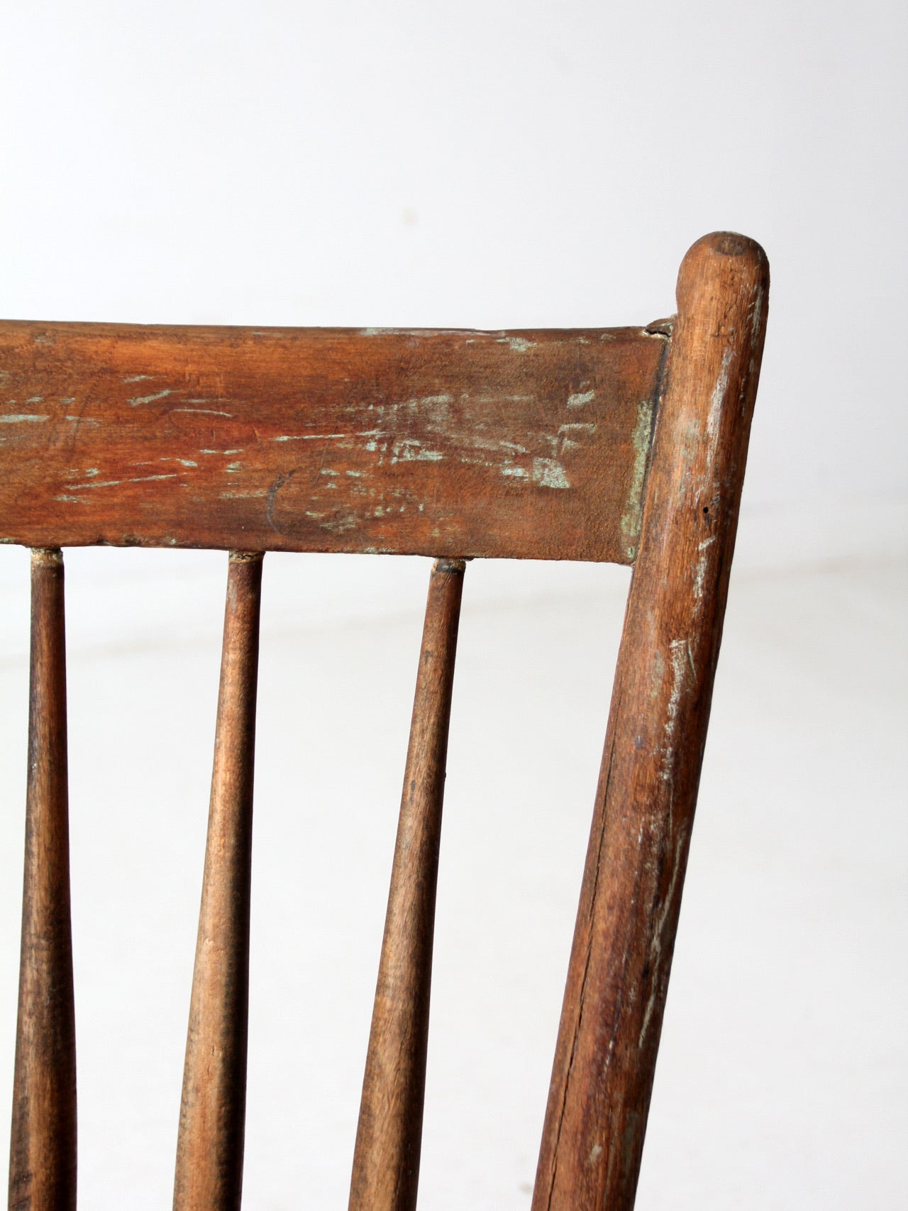 antique primitive farmhouse chair with plank seat