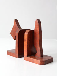 vintage carved wood dog bookends