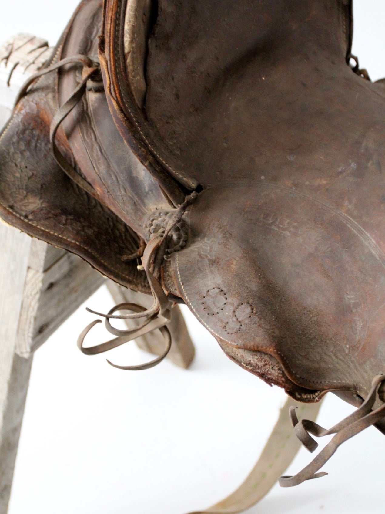 old western leather saddle decorative ranch decor