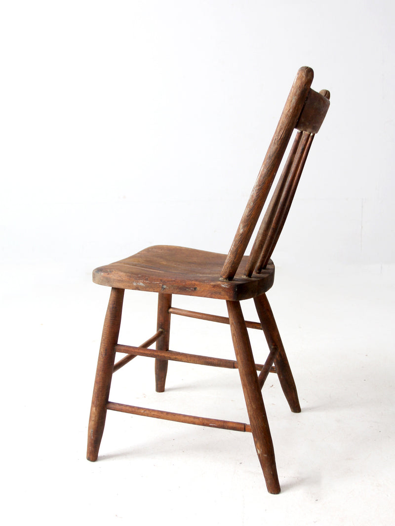 antique primitive farmhouse chair with plank seat