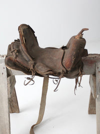 old western leather saddle decorative ranch decor