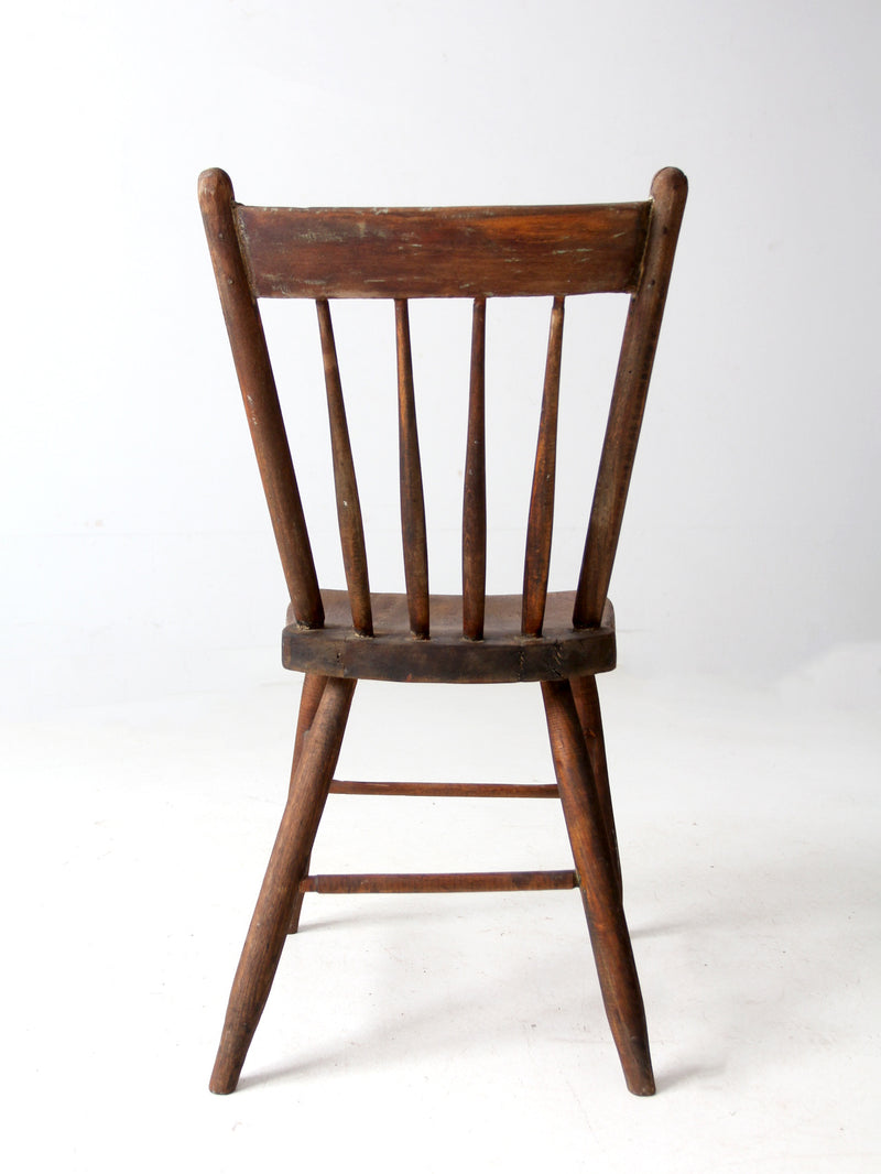 antique primitive farmhouse chair with plank seat