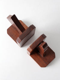 vintage carved wood dog bookends