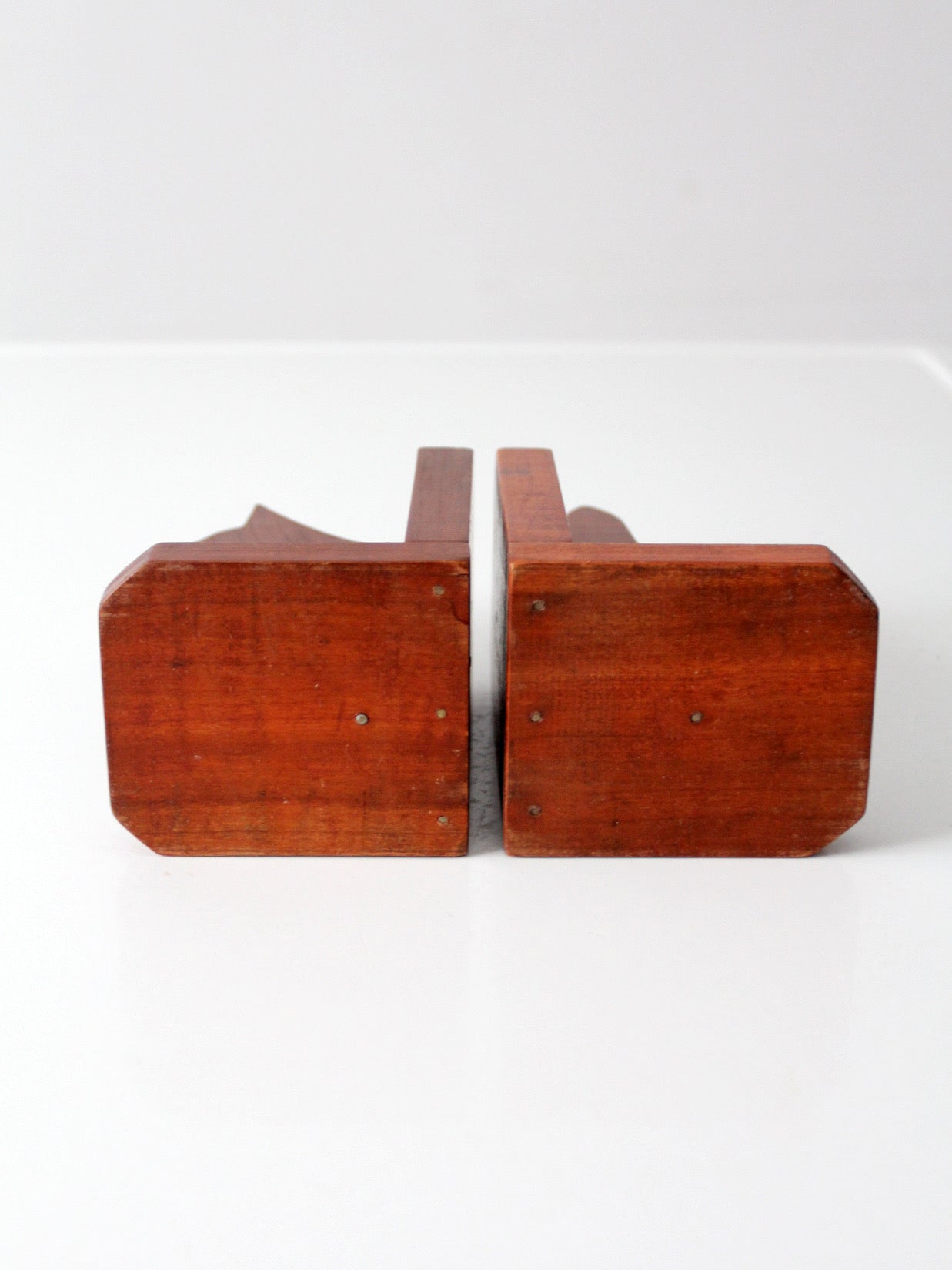 vintage carved wood dog bookends