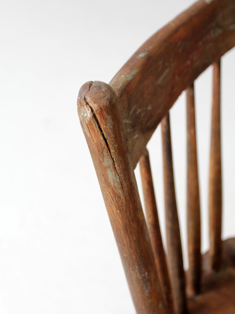 antique primitive farmhouse chair with plank seat