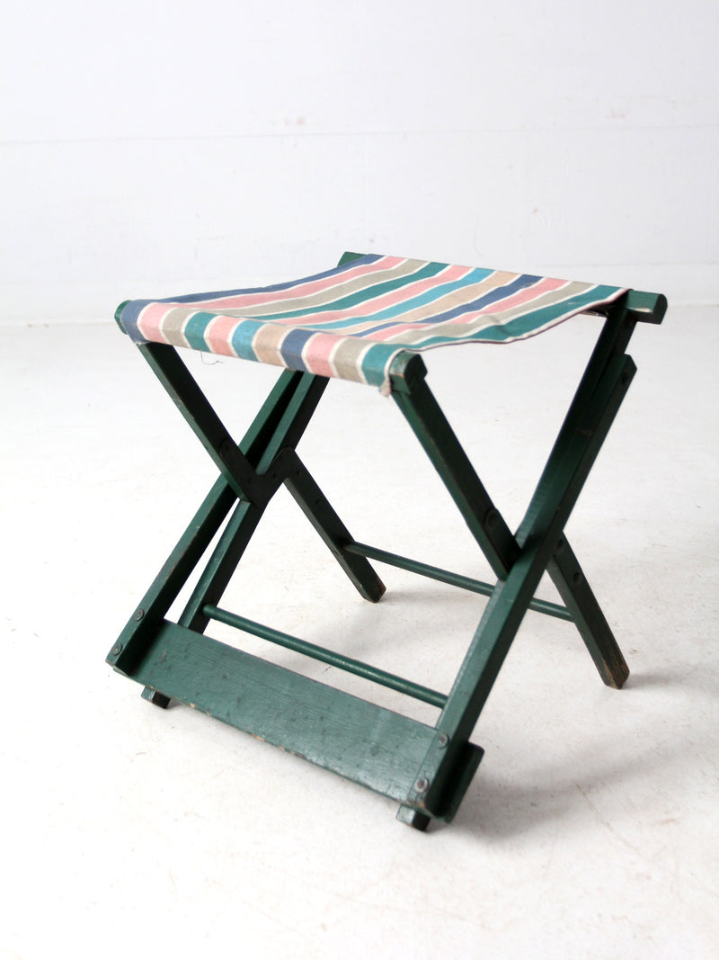 vintage stripe seat folding camp chair