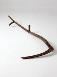 antique wood and iron farm scythe