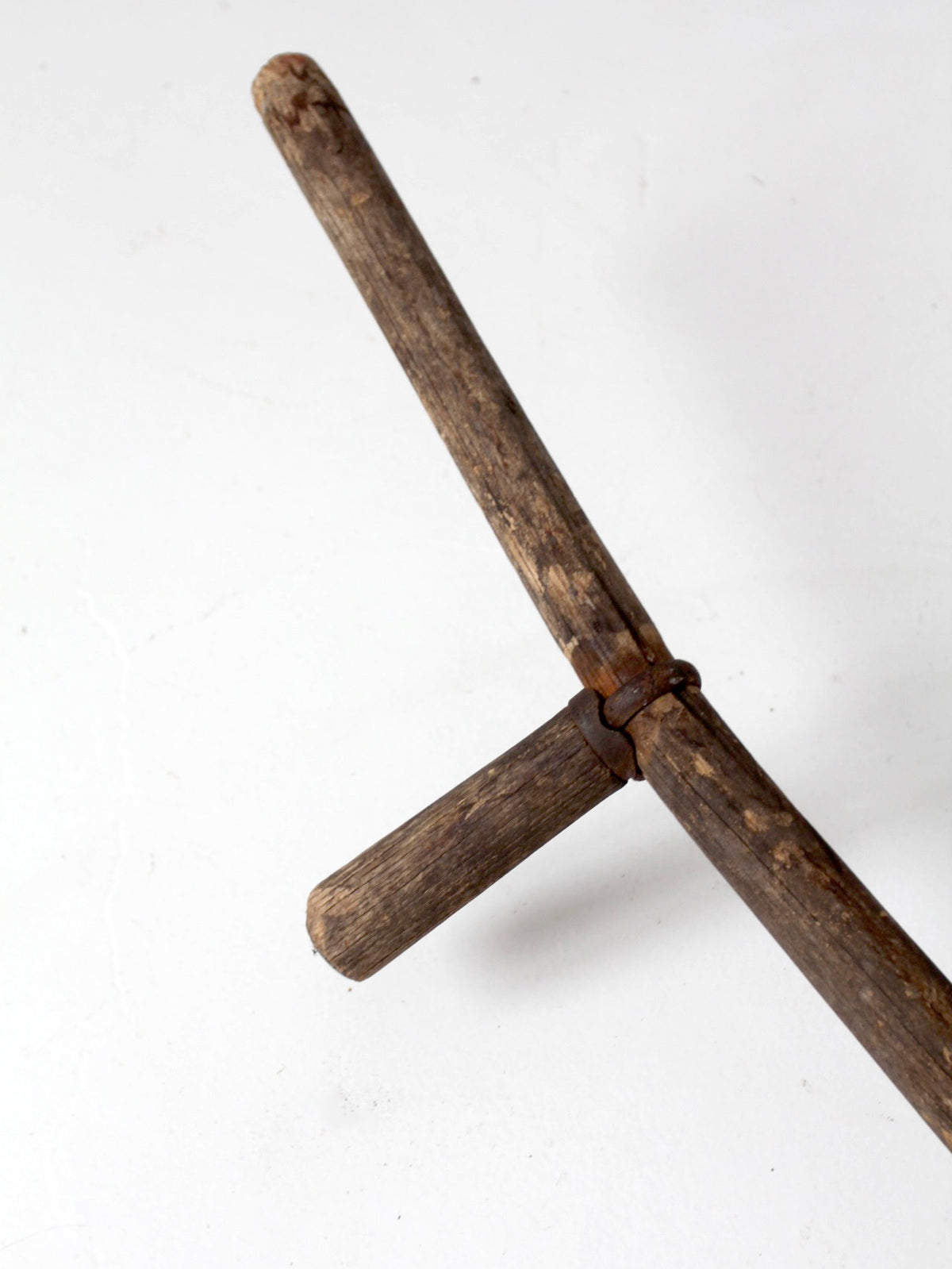 antique wood and iron farm scythe