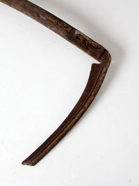antique wood and iron farm scythe