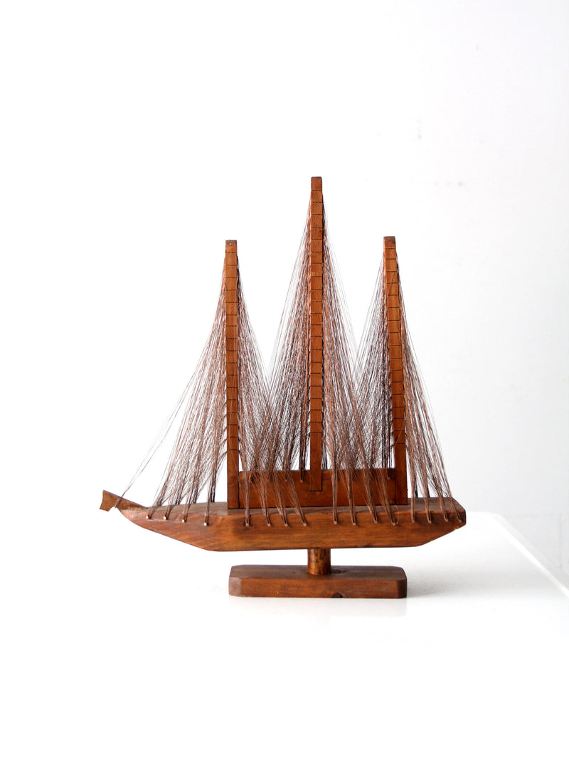 vintage string art sailboat sculpture