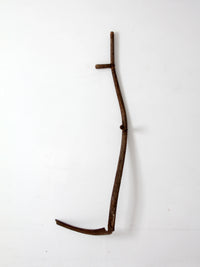 antique wood and iron farm scythe