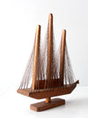 vintage string art sailboat sculpture