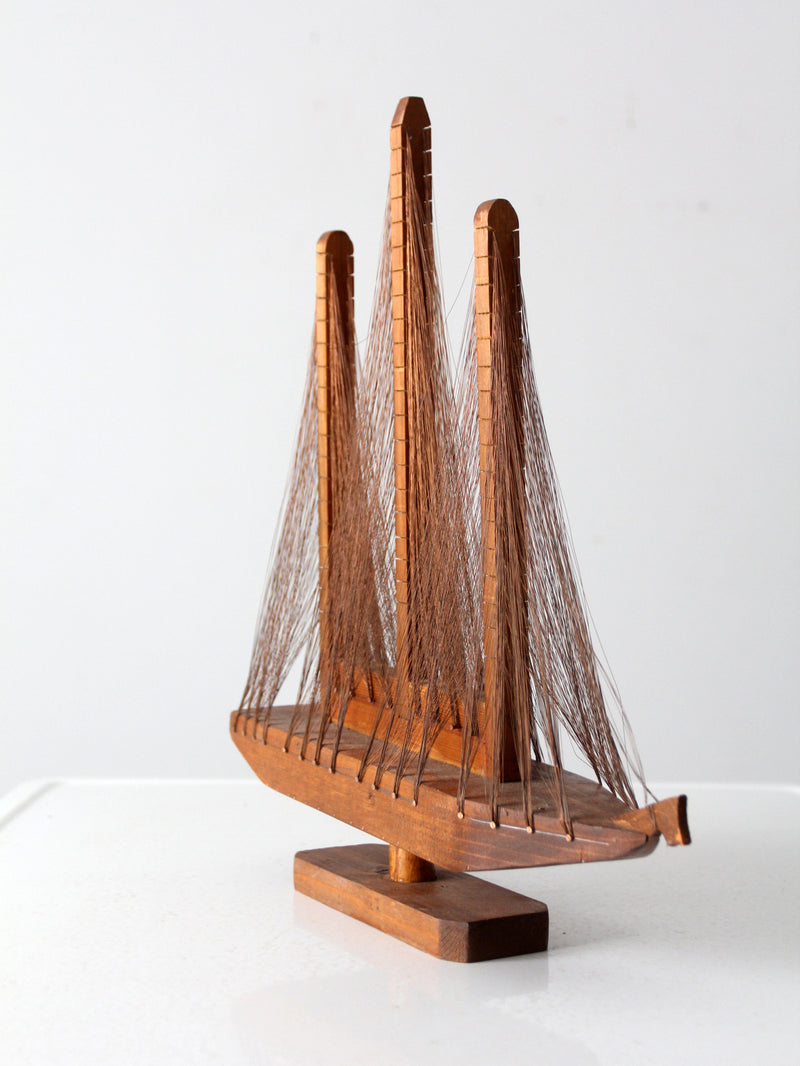 vintage string art sailboat sculpture
