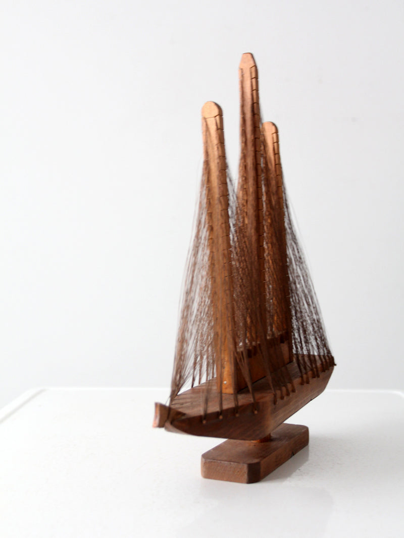 vintage string art sailboat sculpture