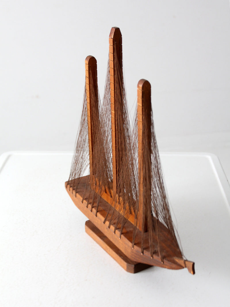 vintage string art sailboat sculpture