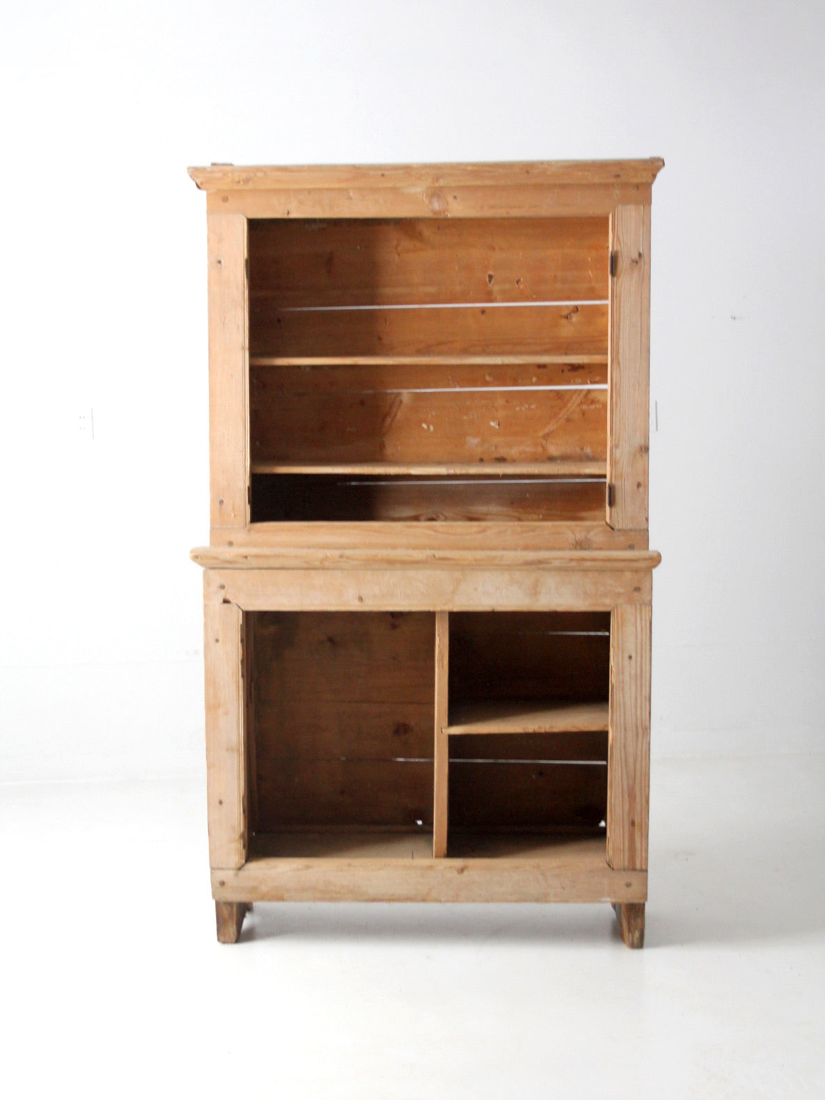 antique rustic pine hutch cabinet