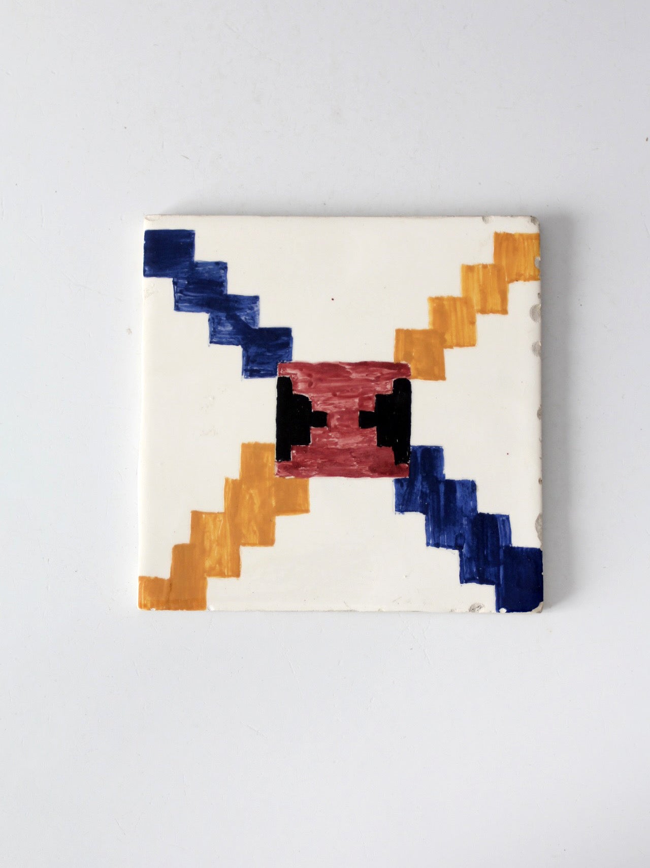 mid-century hand painted ceramic tile