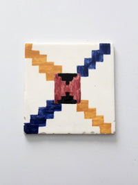 mid-century hand painted ceramic tile