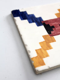 mid-century hand painted ceramic tile