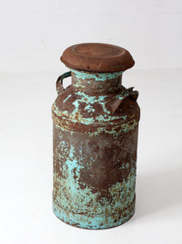 antique turquoise painted metal milk can