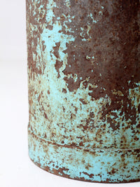 antique turquoise painted metal milk can