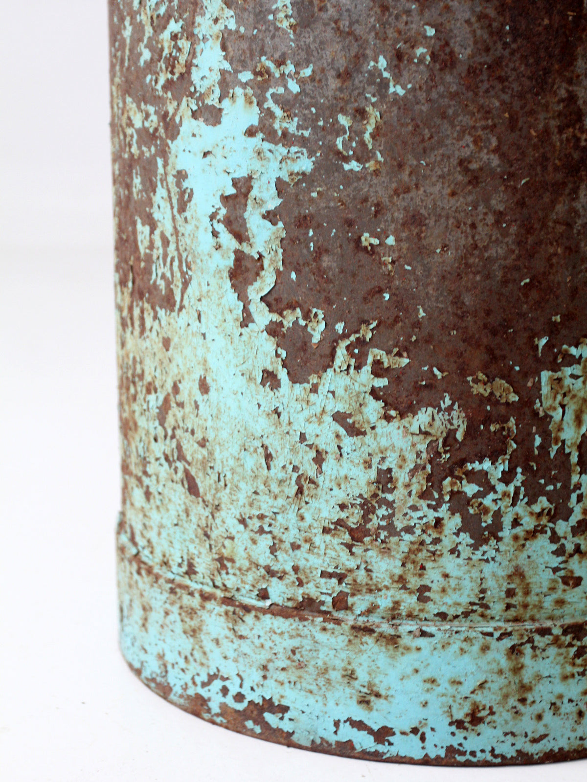 antique turquoise painted metal milk can