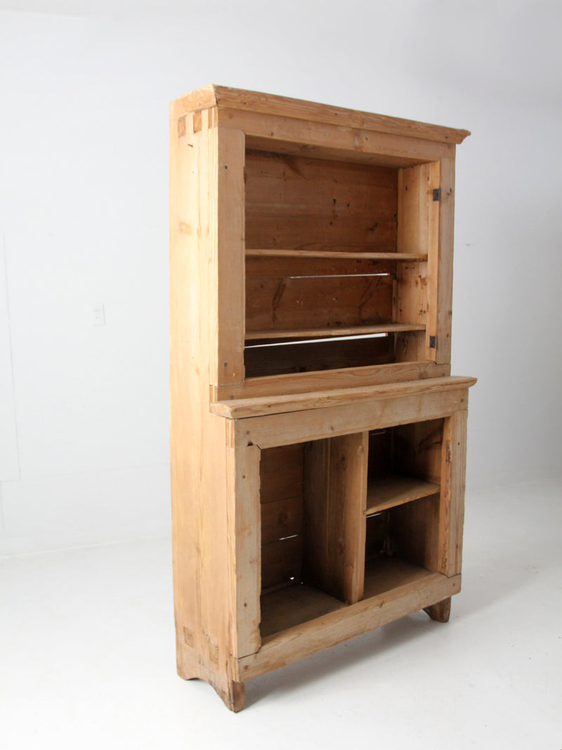 antique rustic pine hutch cabinet