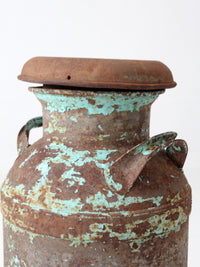 antique turquoise painted metal milk can