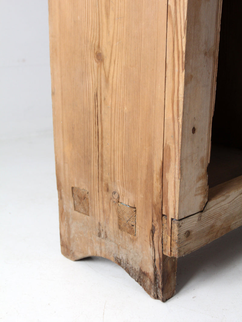 antique rustic pine hutch cabinet