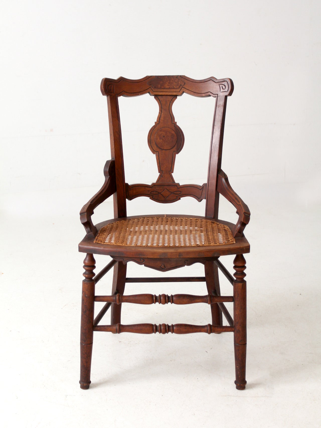 antique Victorian Eastlake cane seat chair