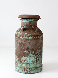 antique turquoise painted metal milk can