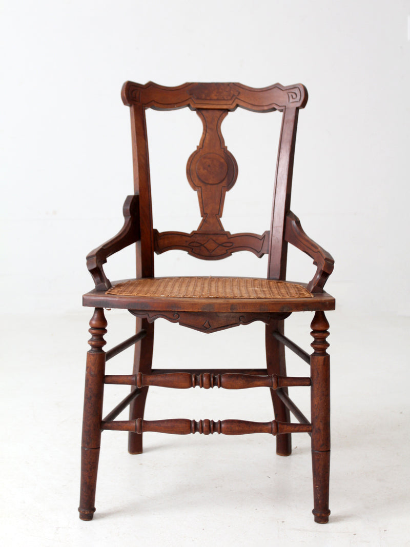 antique Victorian Eastlake cane seat chair