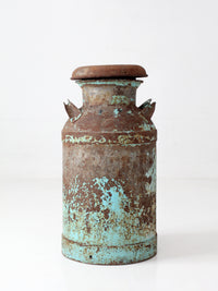 antique turquoise painted metal milk can