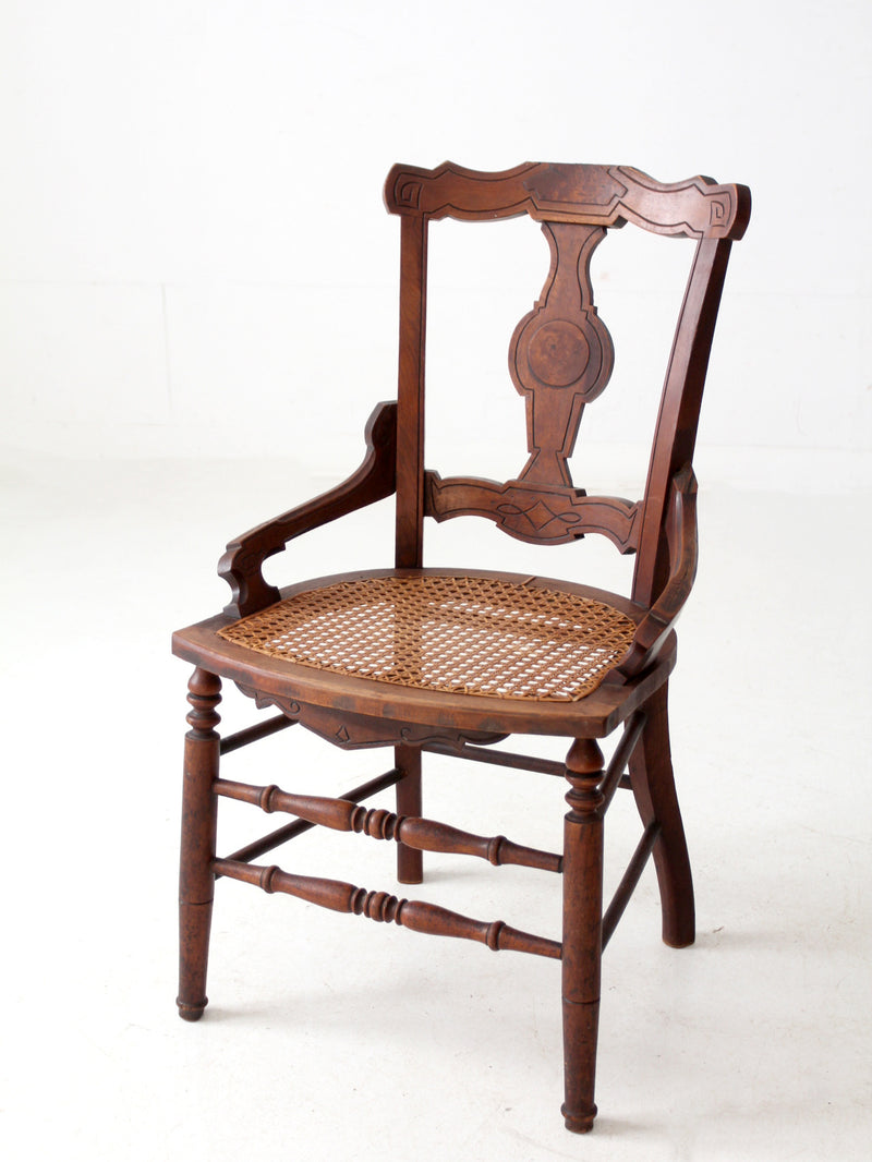 antique Victorian Eastlake cane seat chair